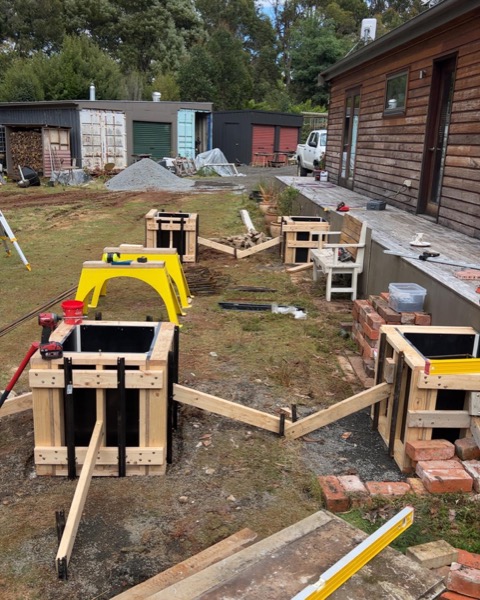 Shed footings and formwork prepared by TJC Building