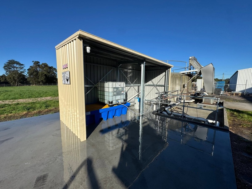A poured concrete pad and covered chemical store by TJC Building
