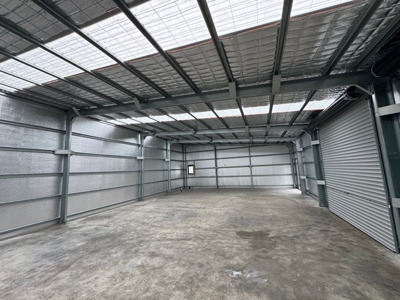 The insulated interior of a new shed built by TJC Building