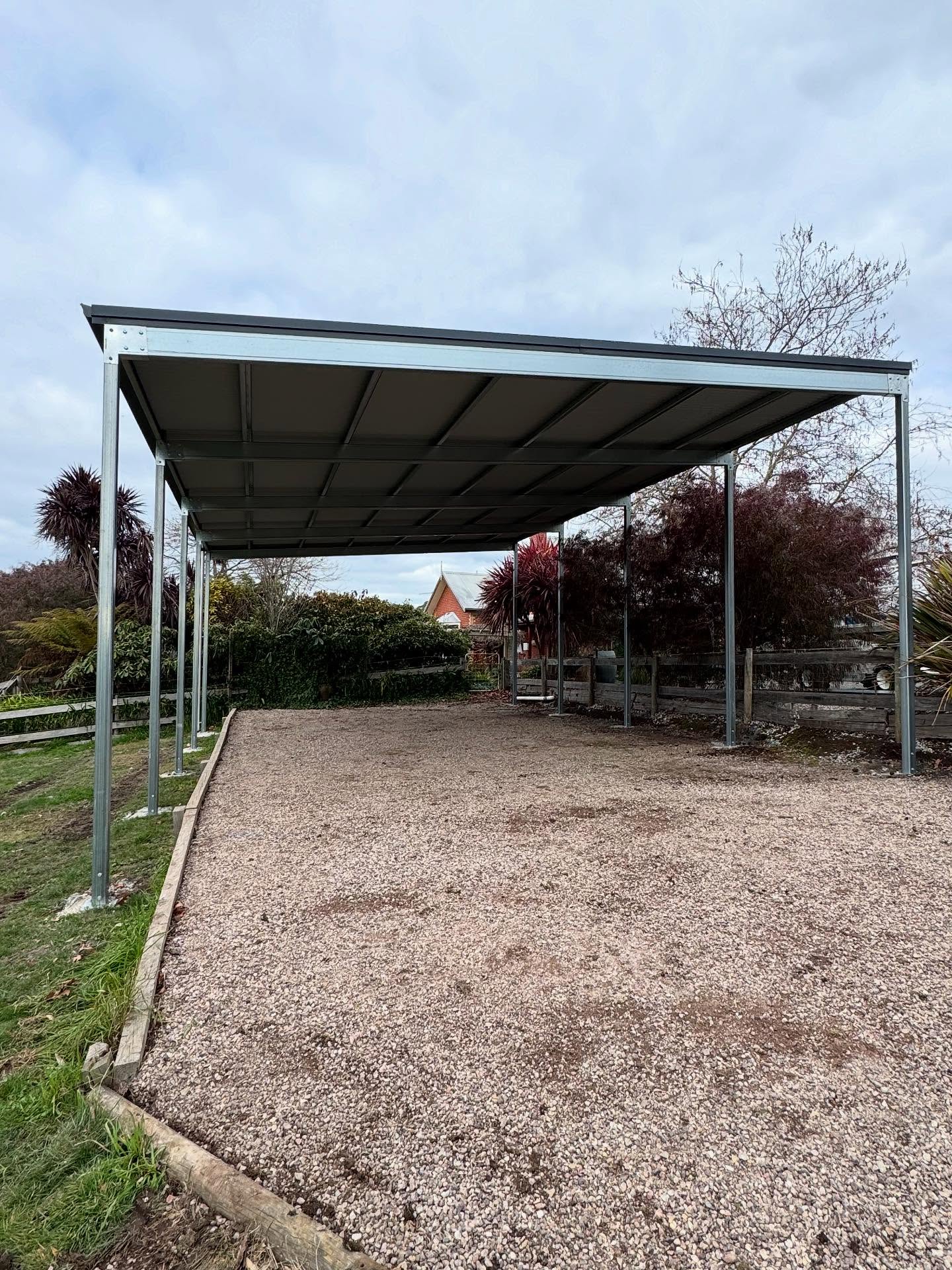 A steel shed frame erected by TJC Building in North-West Tasmania